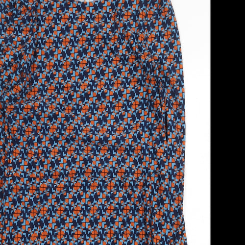 TU Womens Blue Geometric Polyester A-Line Size 8 Round Neck Pullover