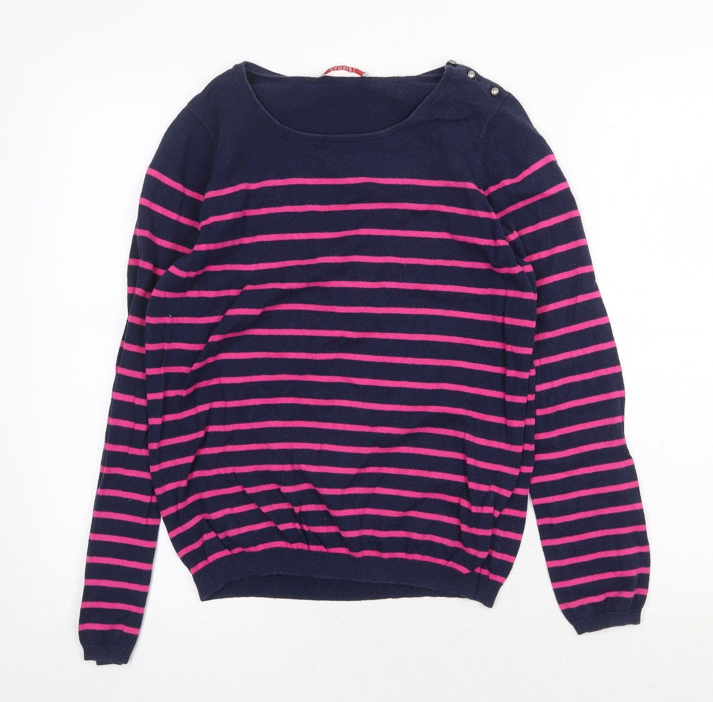 Camaieu Womens Multicoloured Boat Neck Striped Acrylic Pullover Jumper Size S