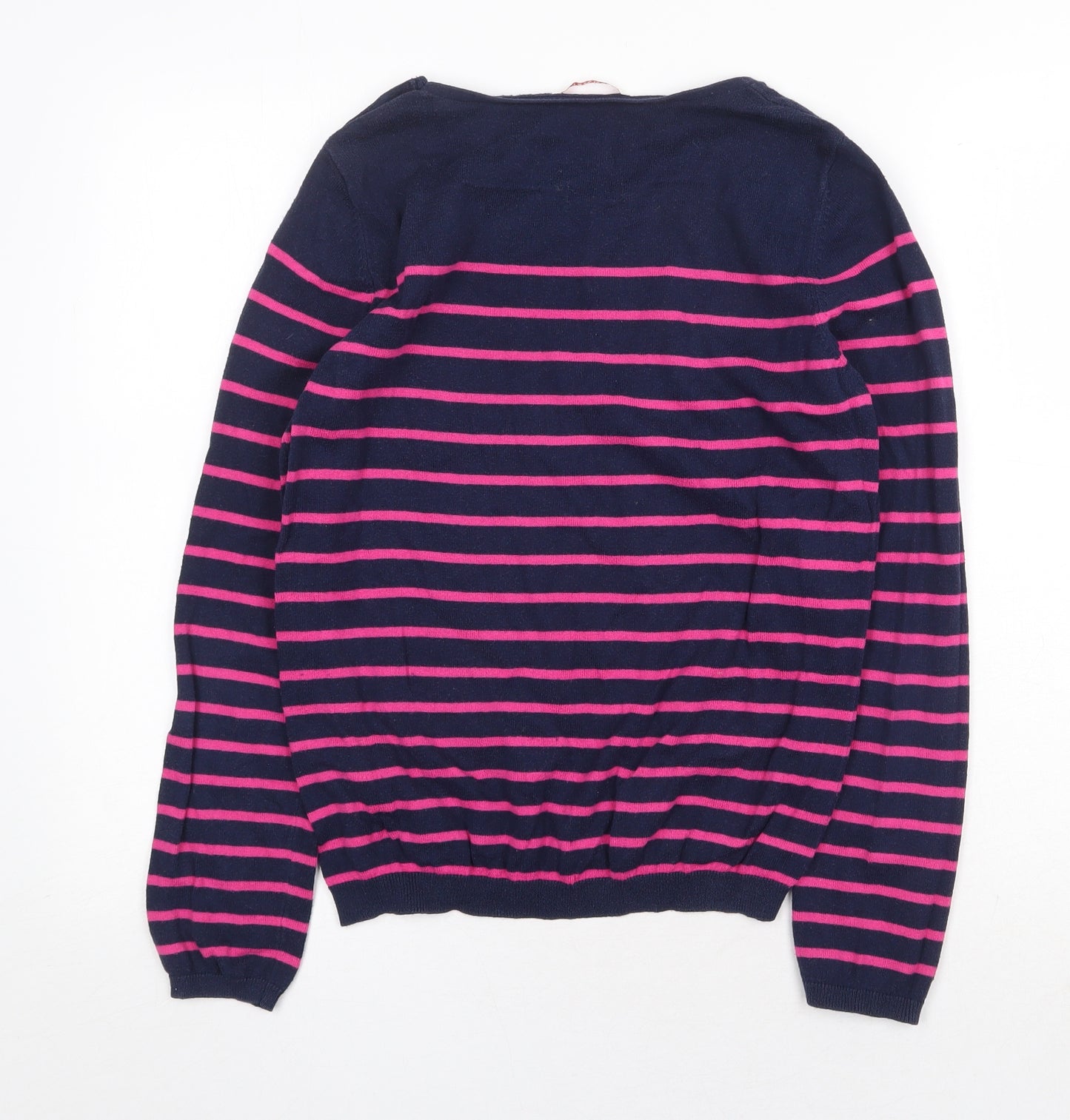 Camaieu Womens Multicoloured Boat Neck Striped Acrylic Pullover Jumper Size S