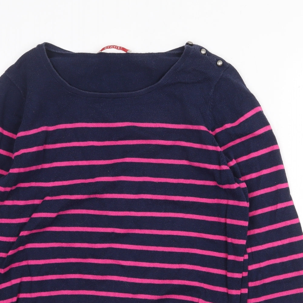 Camaieu Womens Multicoloured Boat Neck Striped Acrylic Pullover Jumper Size S