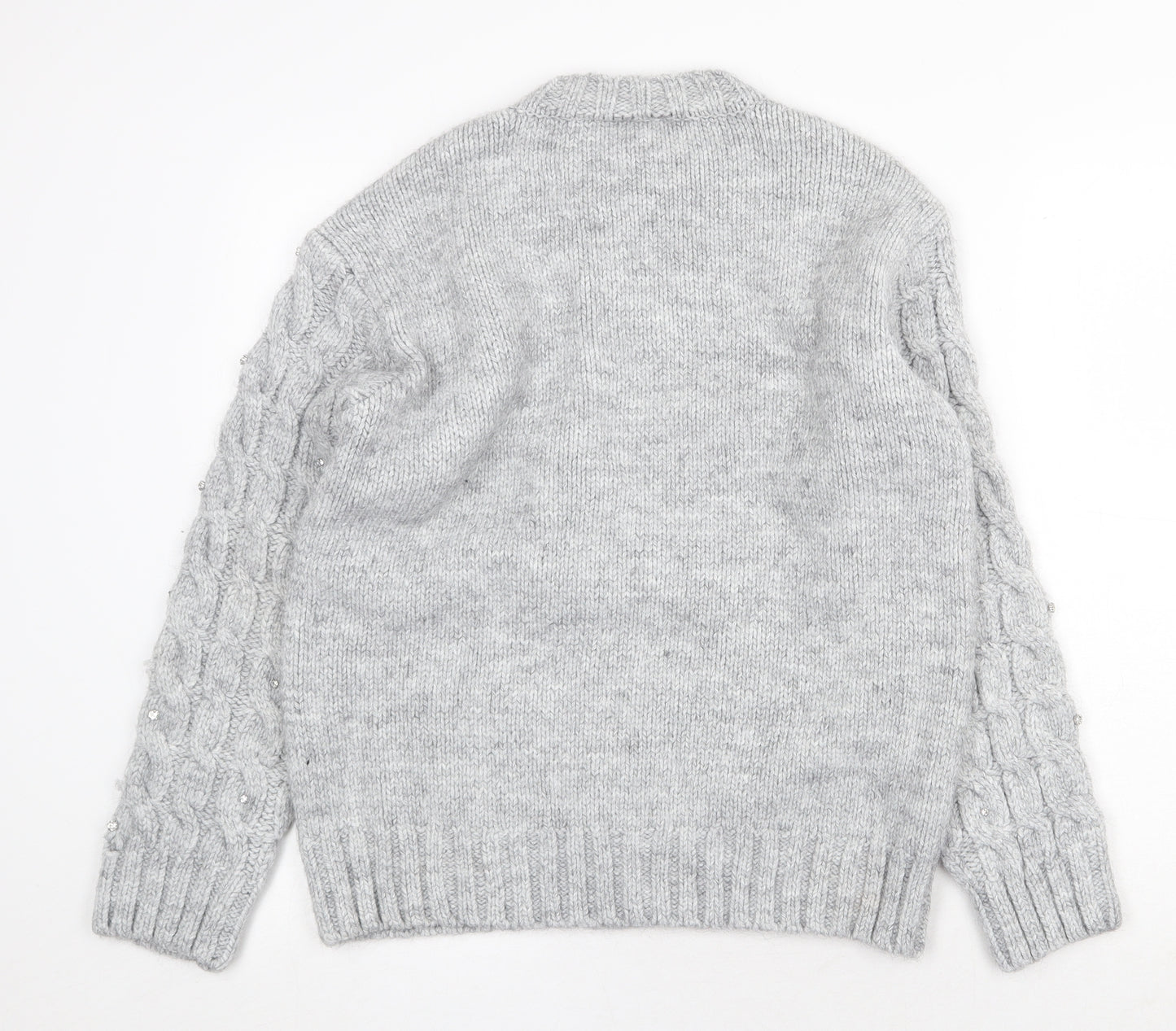 Marks and Spencer Womens Grey Crew Neck Acrylic Pullover Jumper Size M