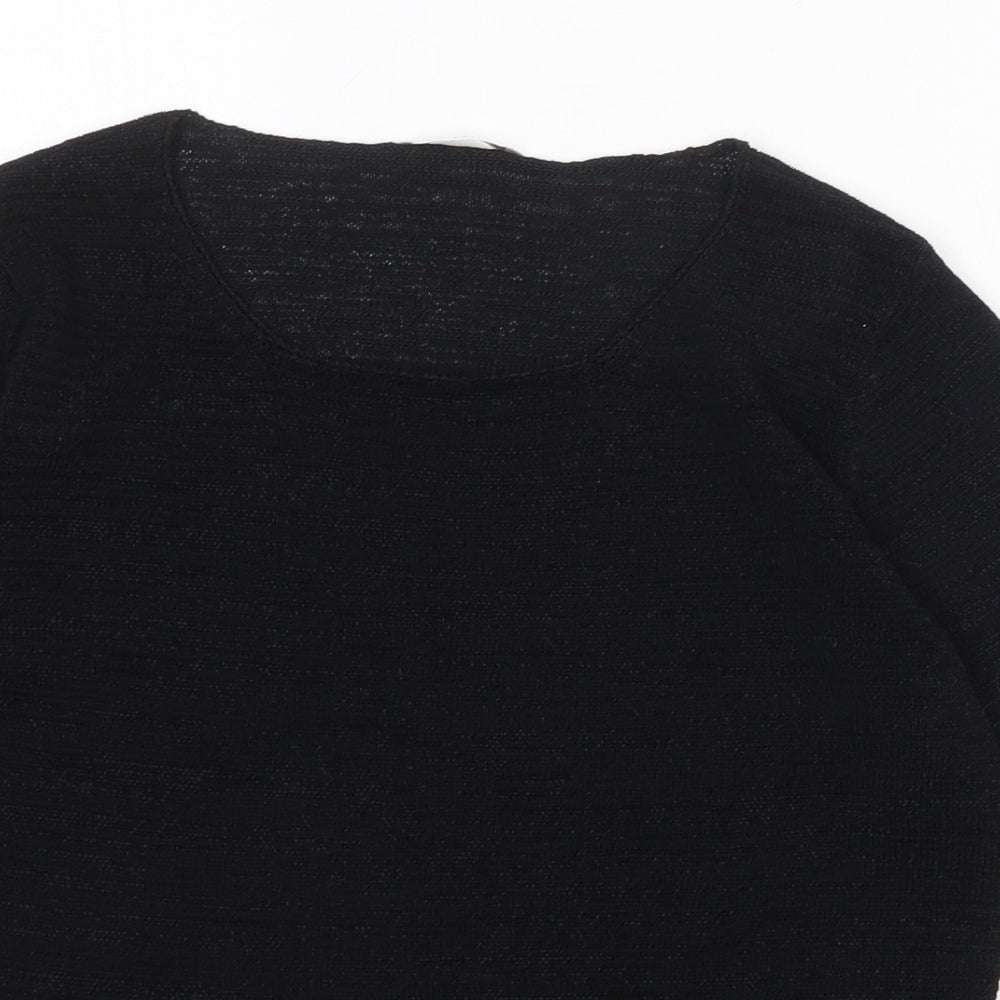 Marks and Spencer Womens Black Boat Neck Viscose Pullover Jumper Size 16
