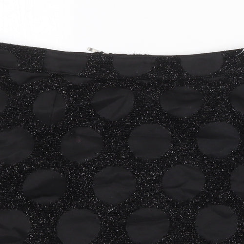Marks and Spencer Womens Black Polka Dot Polyester Mini Skirt Size 12 Zip