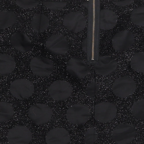 Marks and Spencer Womens Black Polka Dot Polyester Mini Skirt Size 12 Zip
