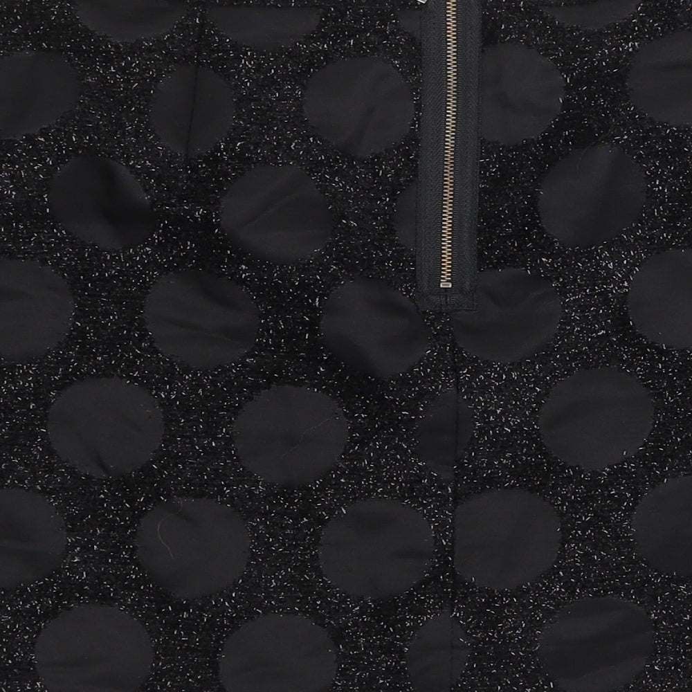 Marks and Spencer Womens Black Polka Dot Polyester Mini Skirt Size 12 Zip