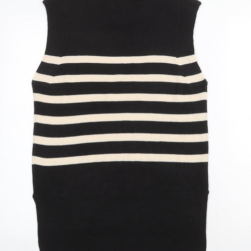 Papaya Womens Black Round Neck Striped Acrylic Vest Jumper Size 12