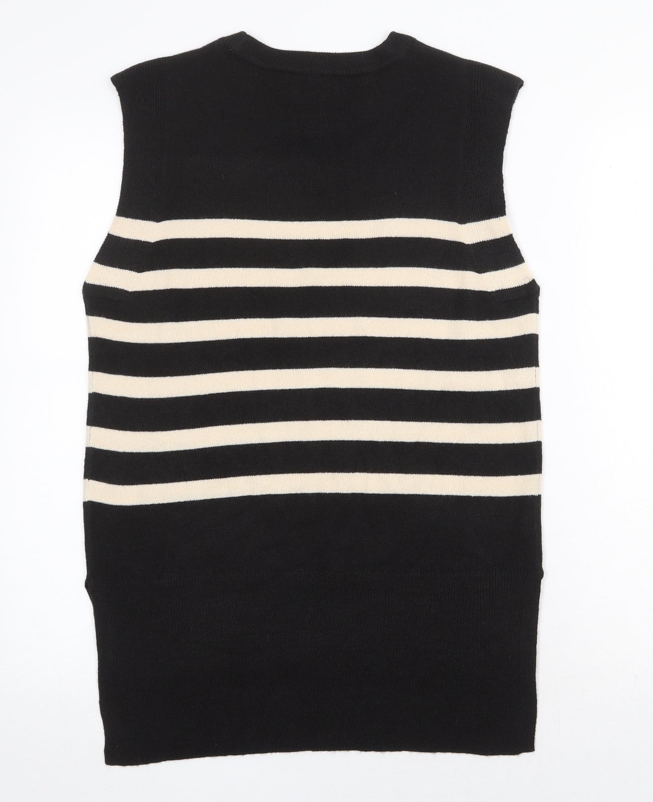 Papaya Womens Black Round Neck Striped Acrylic Vest Jumper Size 12