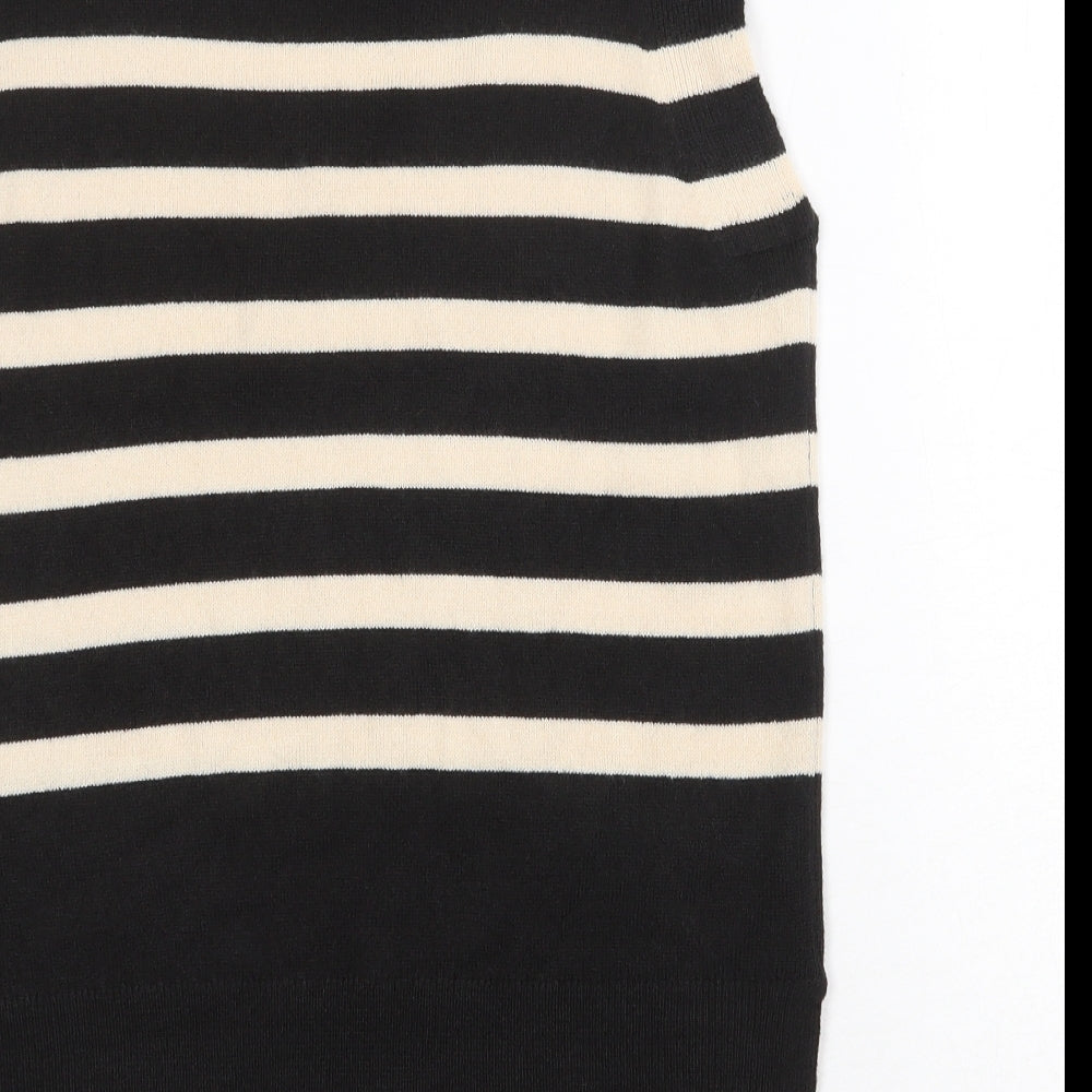 Papaya Womens Black Round Neck Striped Acrylic Vest Jumper Size 12