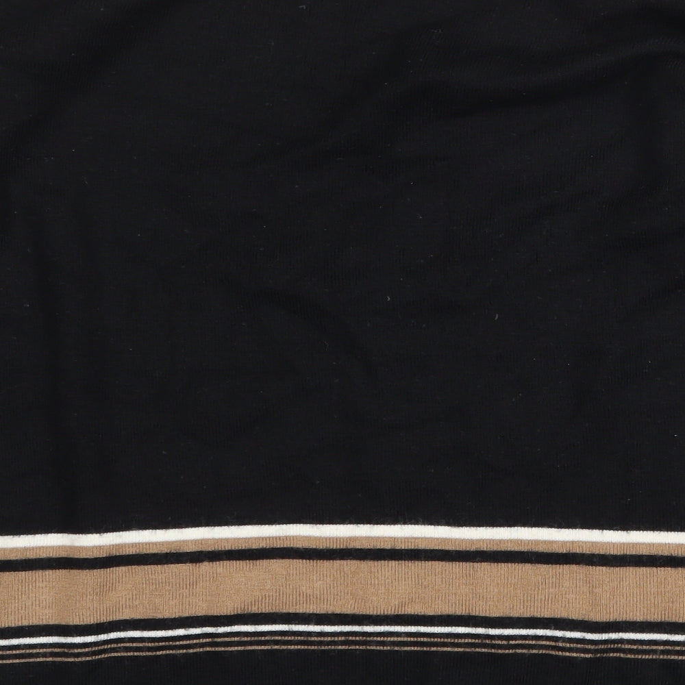 Marks and Spencer Womens Black V-Neck Striped Acrylic Pullover Jumper Size 16