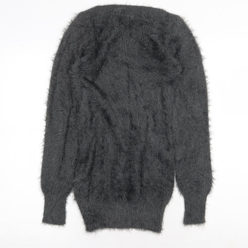 Ravi Famous Womens Grey Boat Neck Acrylic Pullover Jumper Size S