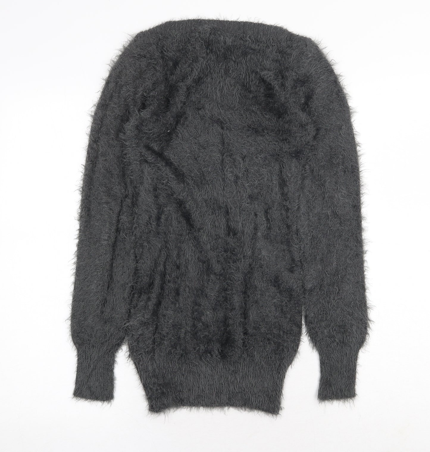 Ravi Famous Womens Grey Boat Neck Acrylic Pullover Jumper Size S