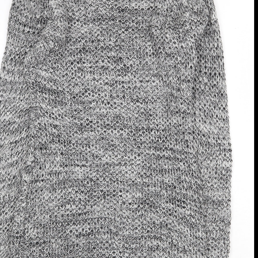 Lipsy Womens Grey Cotton Jumper Dress Size 12 Roll Neck Pullover
