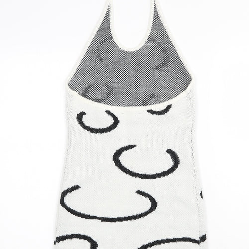 SheIn Womens White Geometric Acrylic Mini Size S Halter Pullover