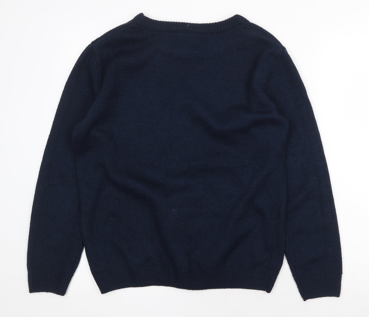 Atmosphere Womens Blue Round Neck Acrylic Pullover Jumper Size 10 - Christmas Gingerbread