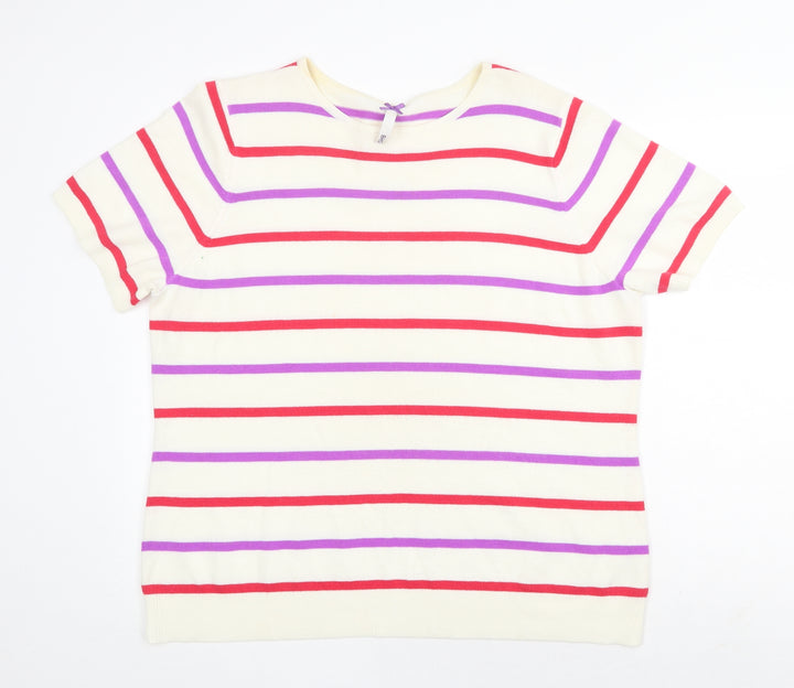 BHS Womens Multicoloured Round Neck Striped Acrylic Pullover Jumper Size 22
