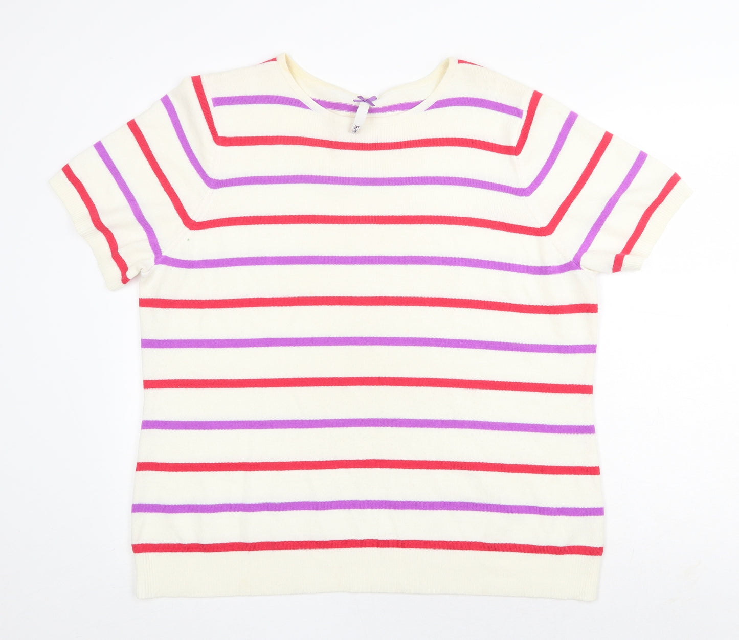 BHS Womens Multicoloured Round Neck Striped Acrylic Pullover Jumper Size 22