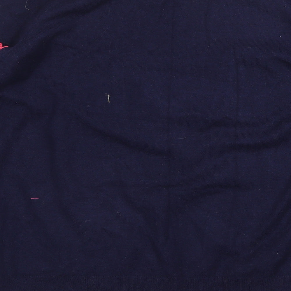 M&Co Womens Blue Round Neck Geometric Viscose Pullover Jumper Size 16 - Love Heart Pattern