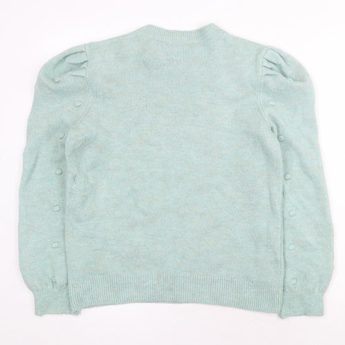 TU Womens Green Round Neck Acrylic Pullover Jumper Size 12