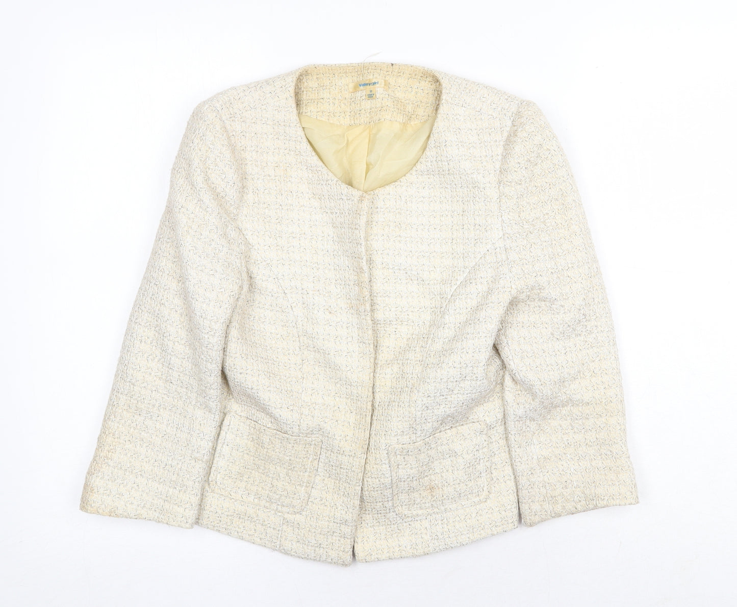 ValleyGirl Womens Beige Jacket Blazer Size 10 Hook & Eye
