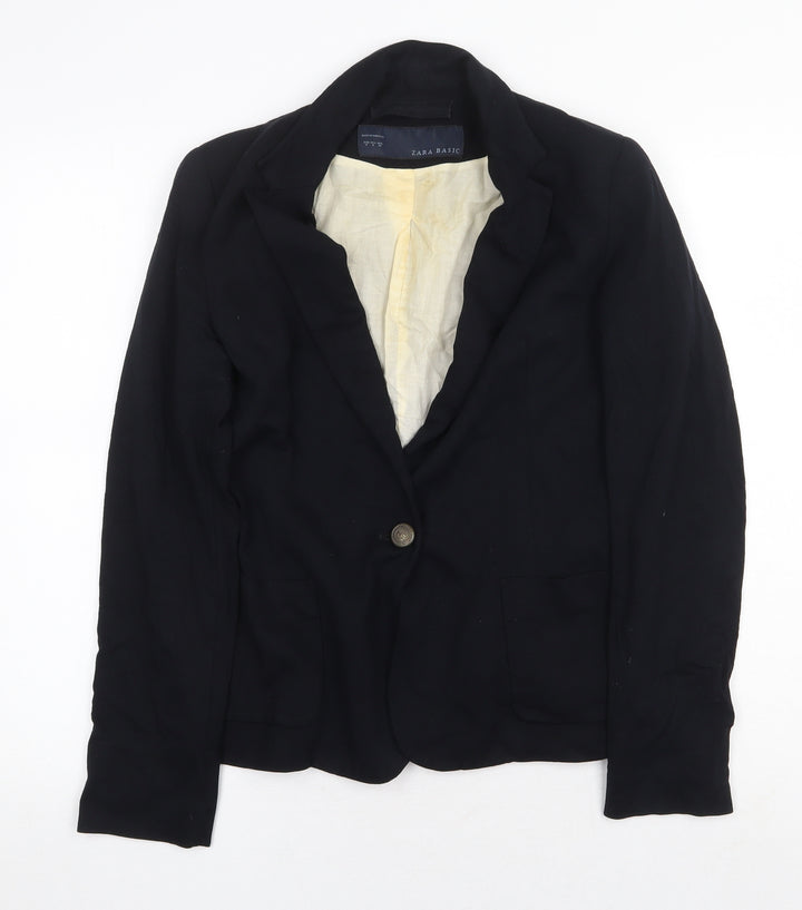 Zara Womens Blue Jacket Blazer Size S Button