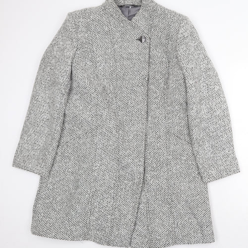 Bonmarché Womens Grey Geometric Overcoat Coat Size 16 Button