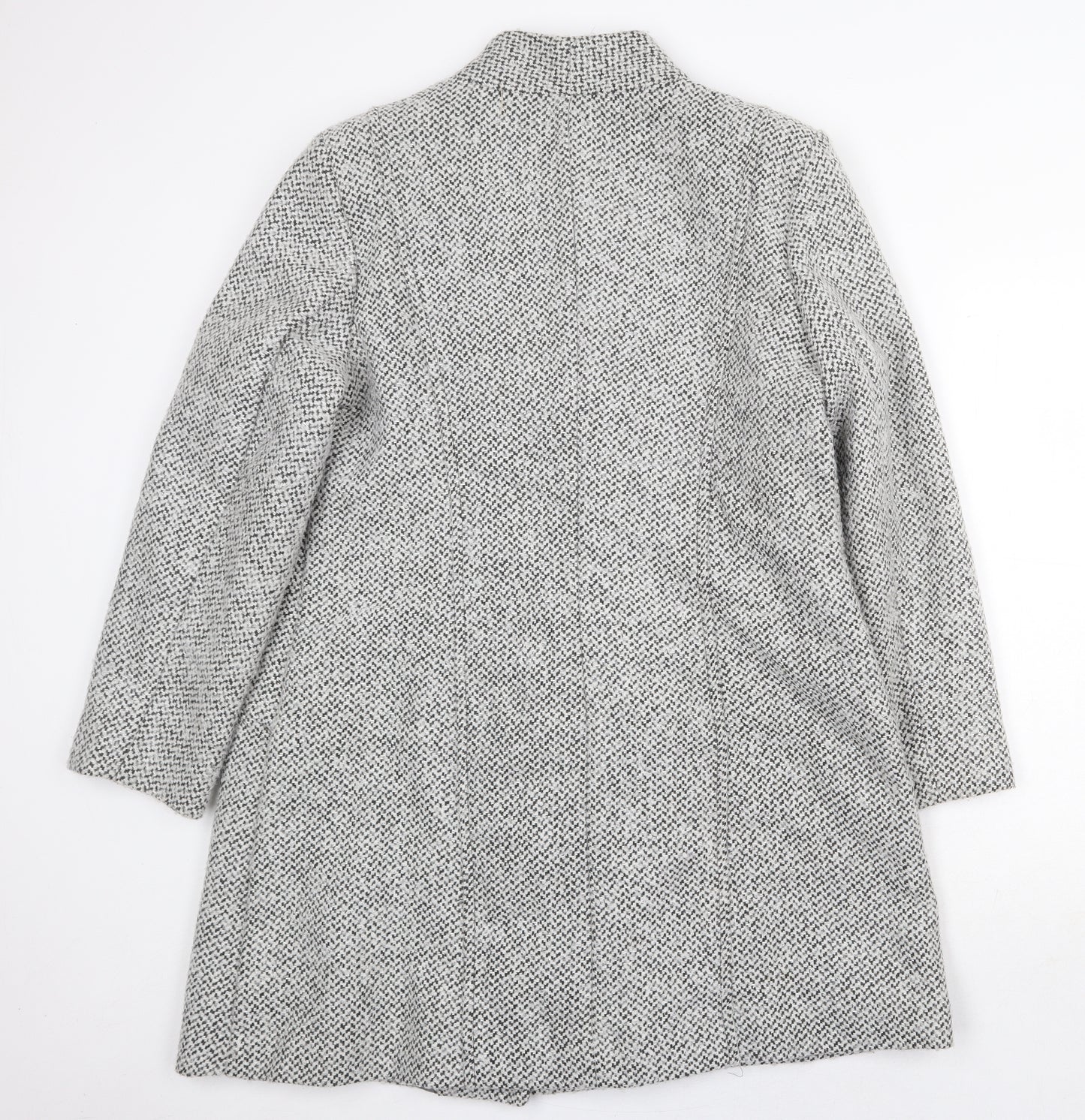 Bonmarché Womens Grey Geometric Overcoat Coat Size 16 Button