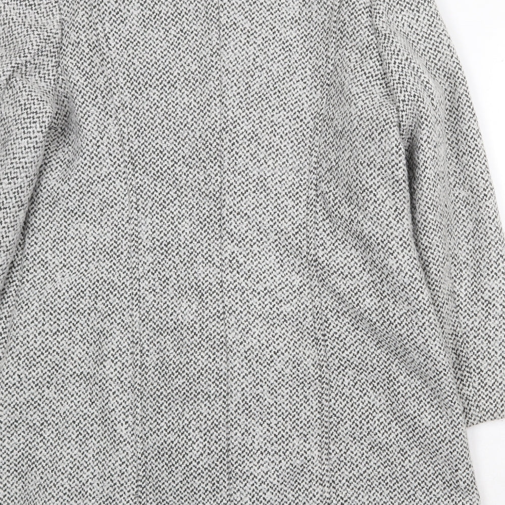 Bonmarché Womens Grey Geometric Overcoat Coat Size 16 Button