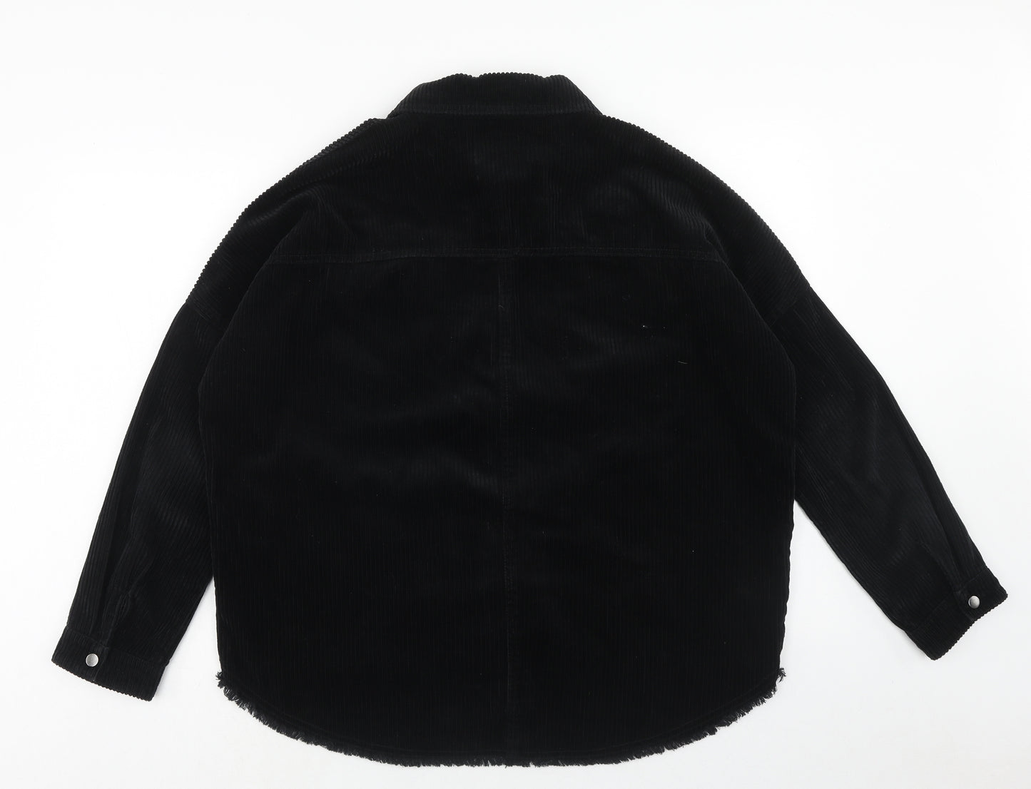 Zara Womens Black Cotton Basic Button-Up Size M Collared
