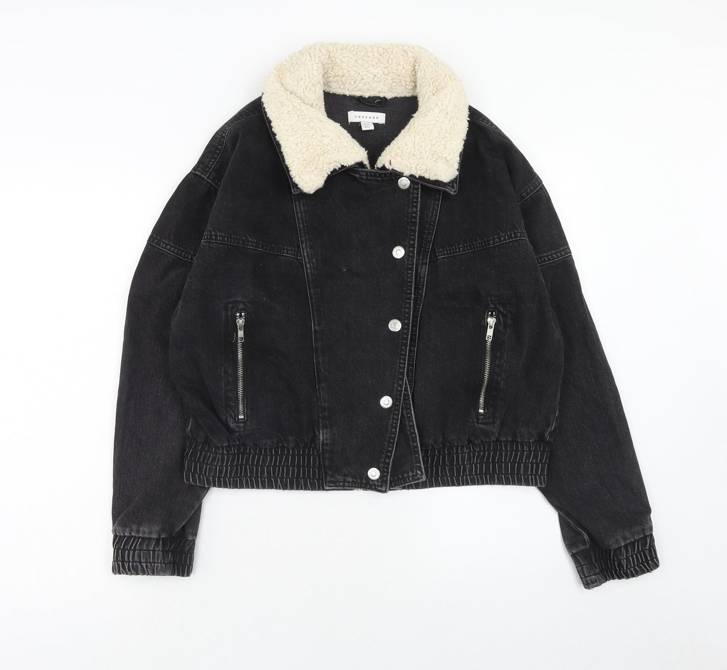 Topshop Womens Black Bomber Jacket Jacket Size 16 Zip