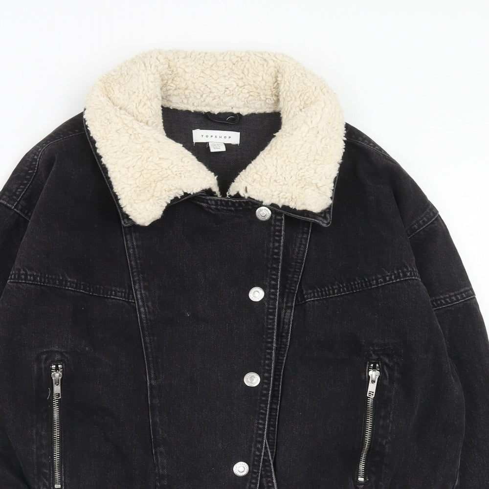 Topshop Womens Black Bomber Jacket Jacket Size 16 Zip
