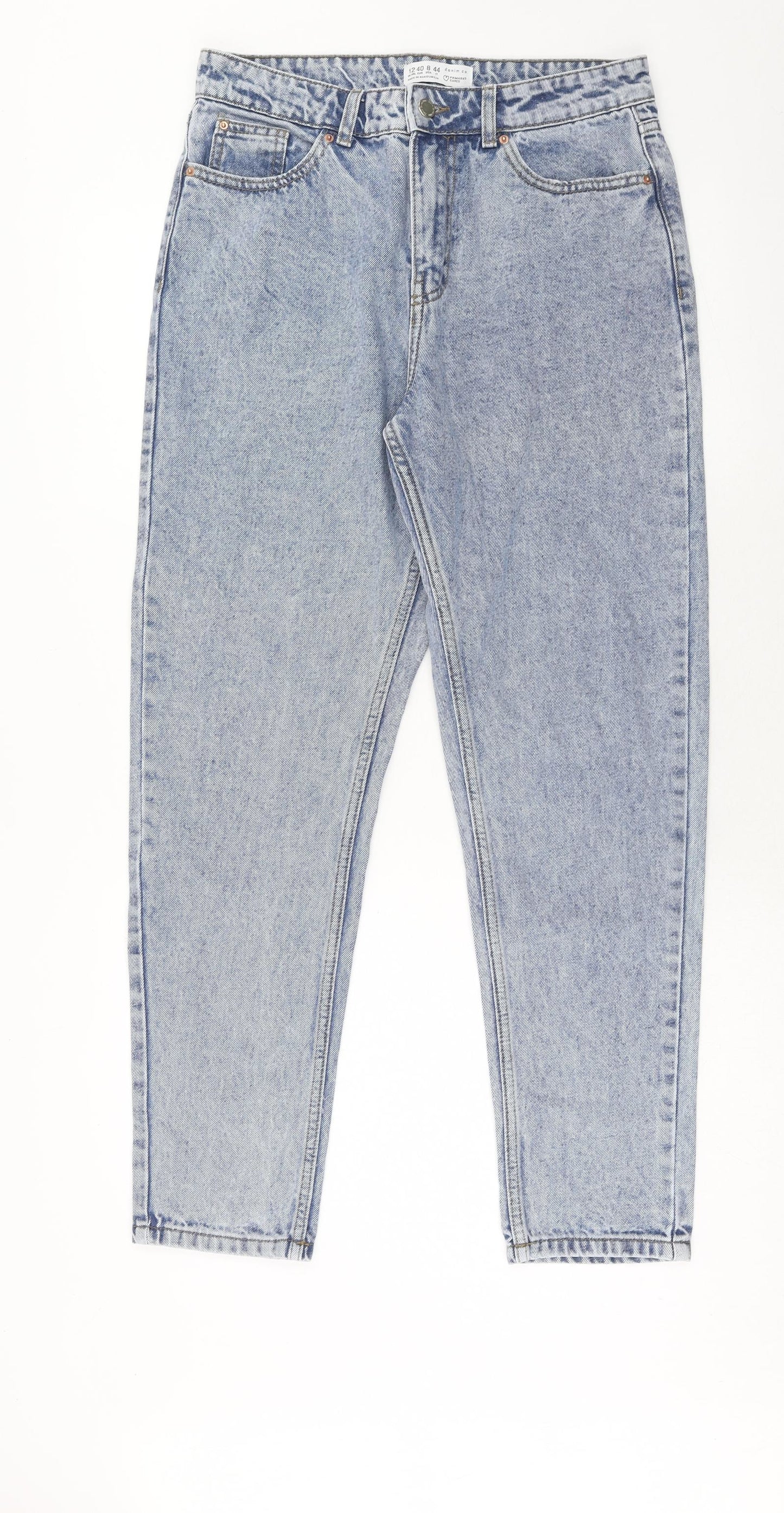 Denim & Co. Womens Blue Cotton Straight Jeans Size 12 Regular Zip