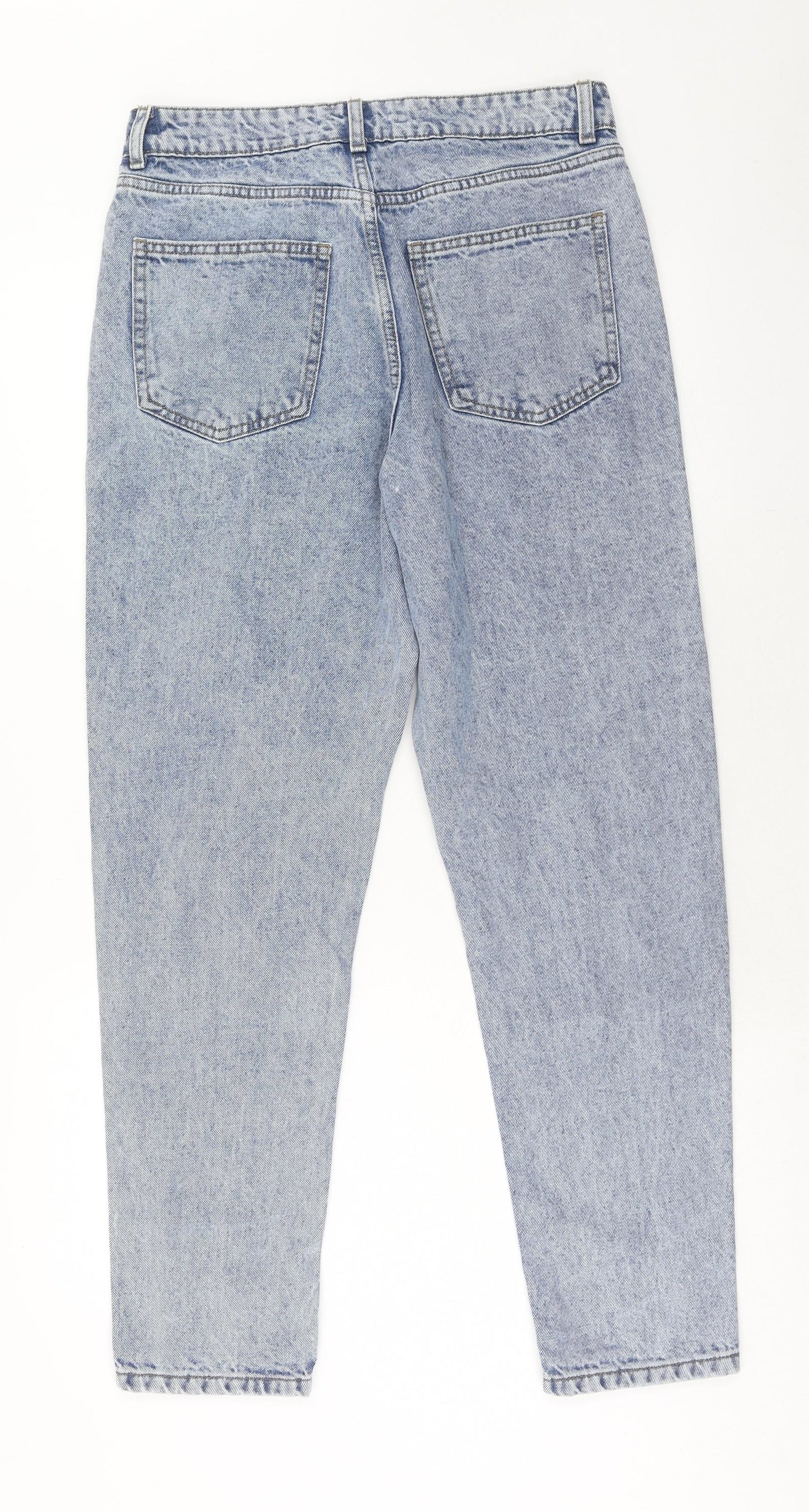 Denim & Co. Womens Blue Cotton Straight Jeans Size 12 Regular Zip