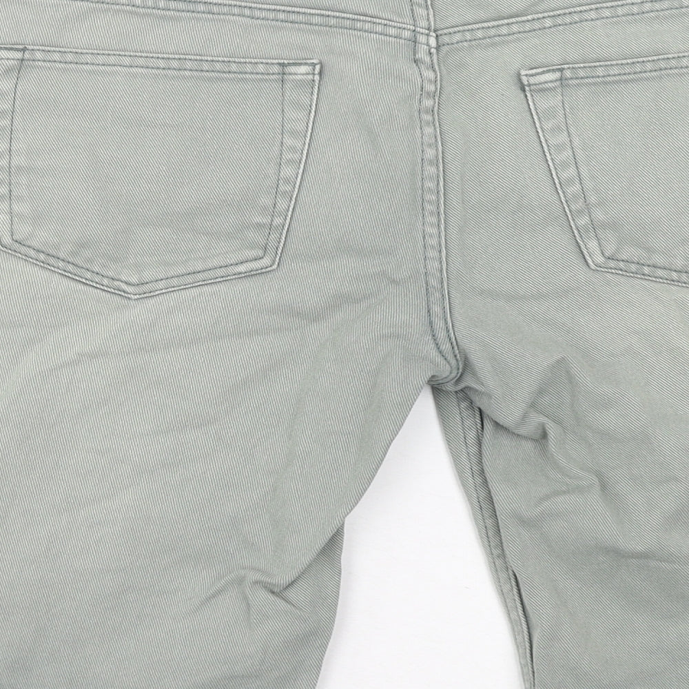Topman Mens Green Cotton Biker Shorts Size 30 in Regular Zip