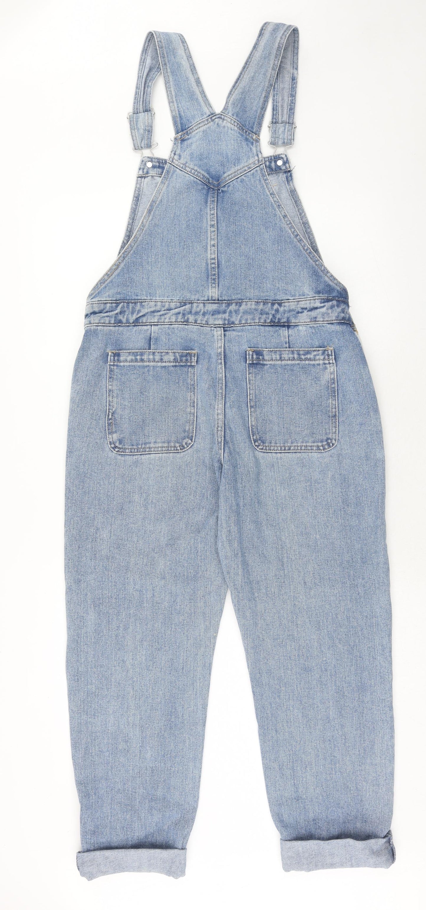 ASOS Womens Blue Cotton Dungaree One-Piece Size 10 Button