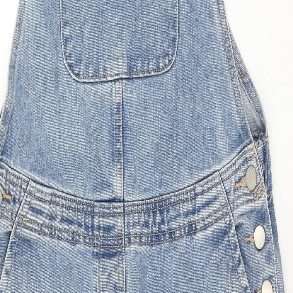 ASOS Womens Blue Cotton Dungaree One-Piece Size 10 Button