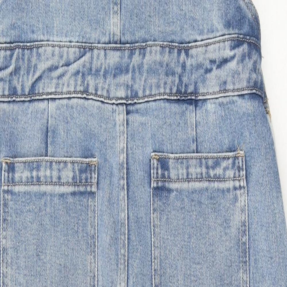ASOS Womens Blue Cotton Dungaree One-Piece Size 10 Button