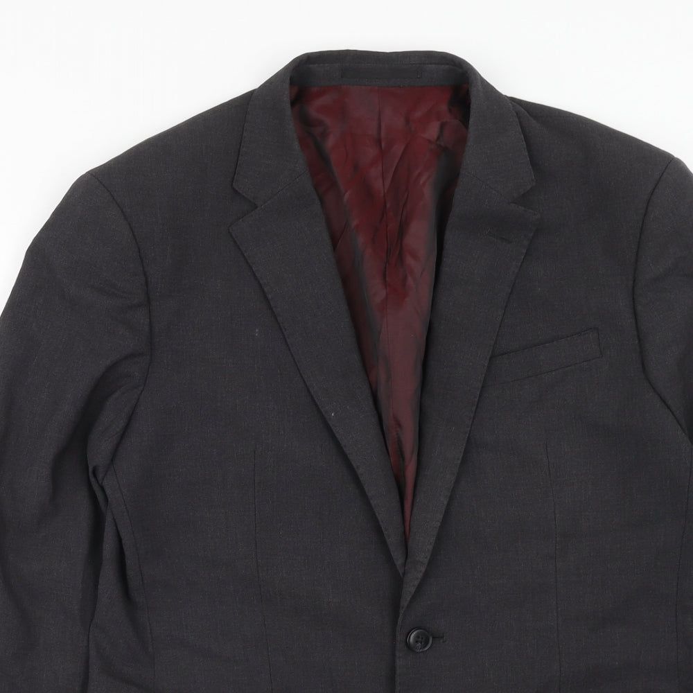 TM Lewin Mens Grey Wool Jacket Suit Jacket Size 38 Regular