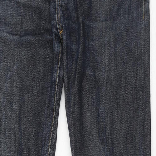 Nudie Jeans Mens Blue Cotton Straight Jeans Size 33 in L34 in Regular Button