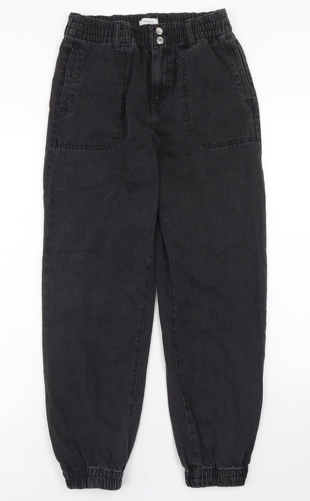 FOREVER 21 Womens Black Cotton Tapered Jeans Size S Regular Zip