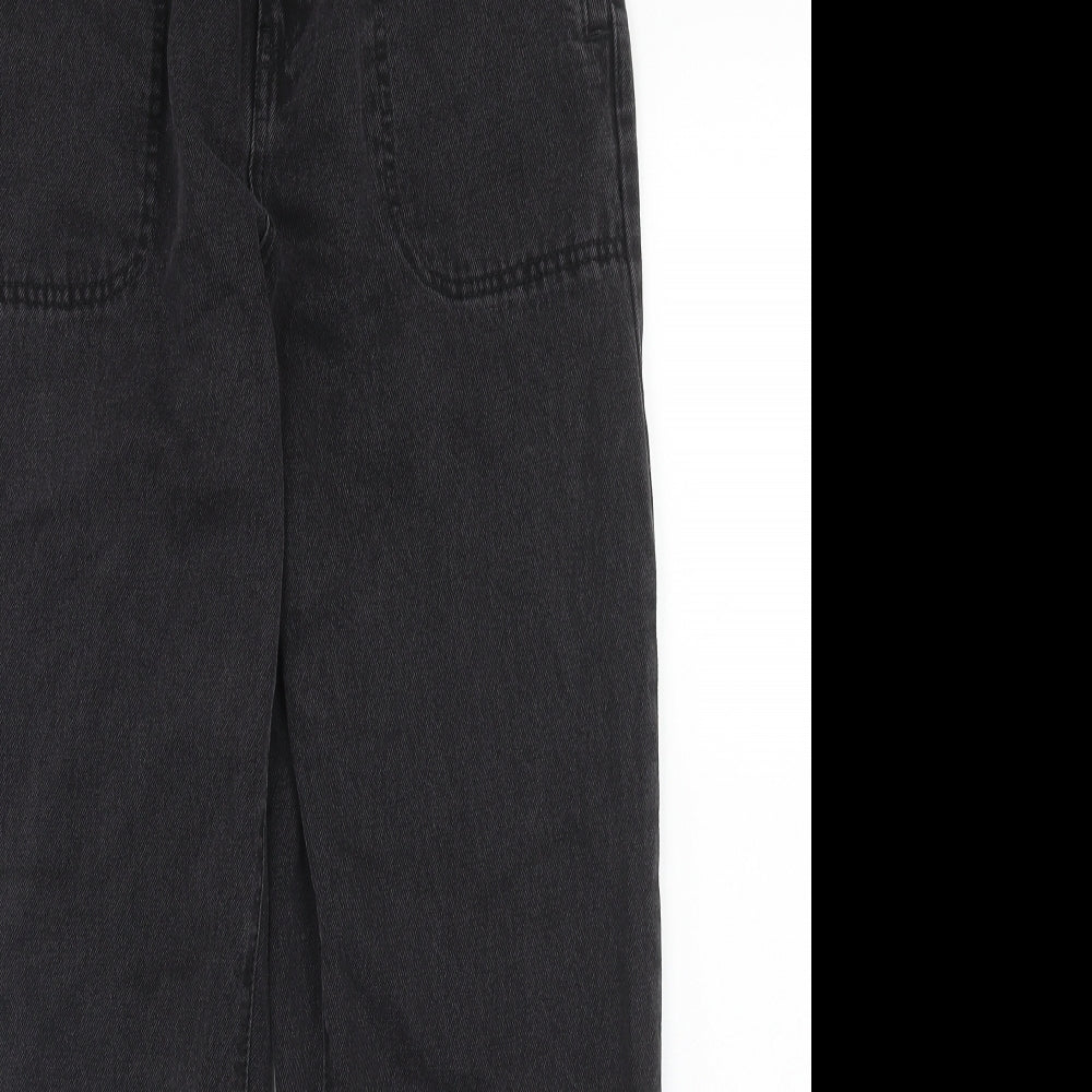 FOREVER 21 Womens Black Cotton Tapered Jeans Size S Regular Zip