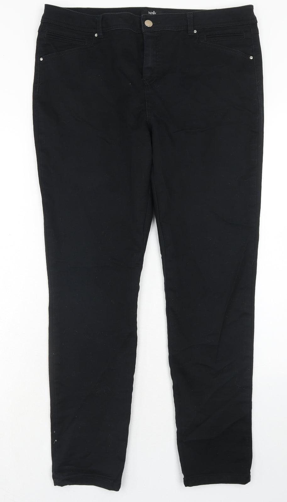 Wallis Womens Black Cotton Skinny Jeans Size 16 Regular Zip