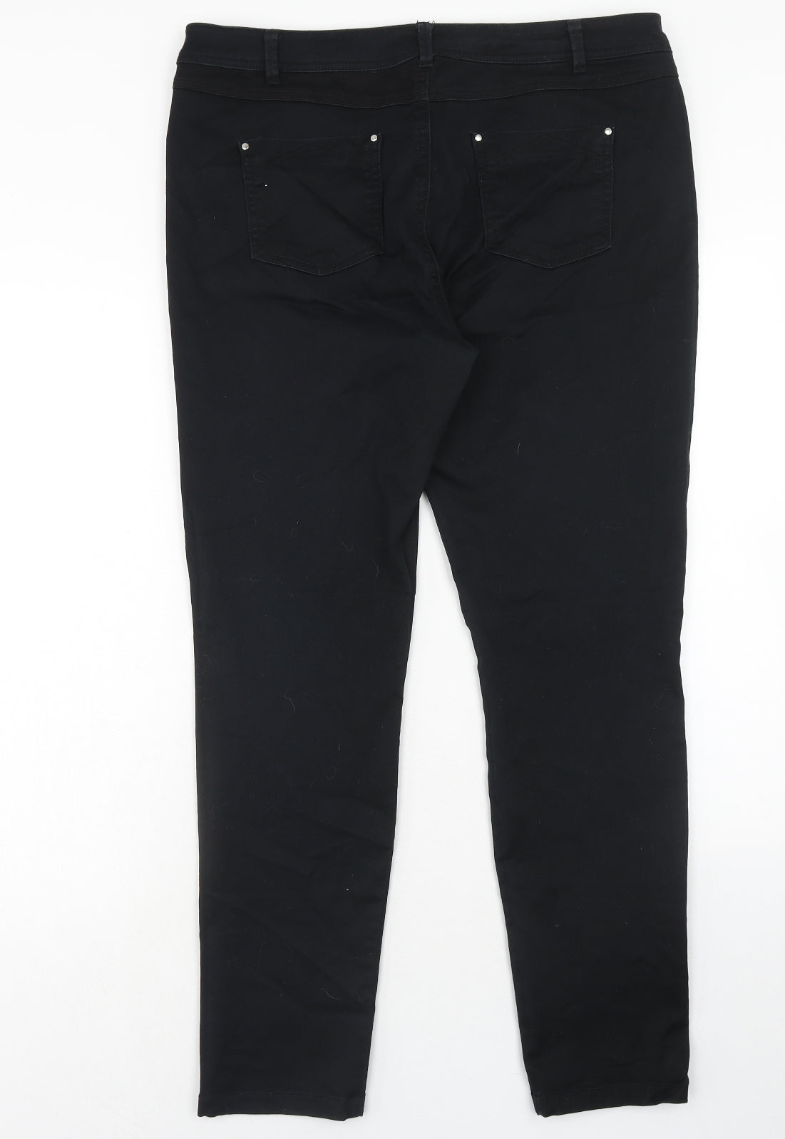 Wallis Womens Black Cotton Skinny Jeans Size 16 Regular Zip