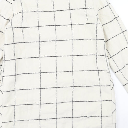 Marks and Spencer Womens Ivory Check Overcoat Coat Size 8 Button