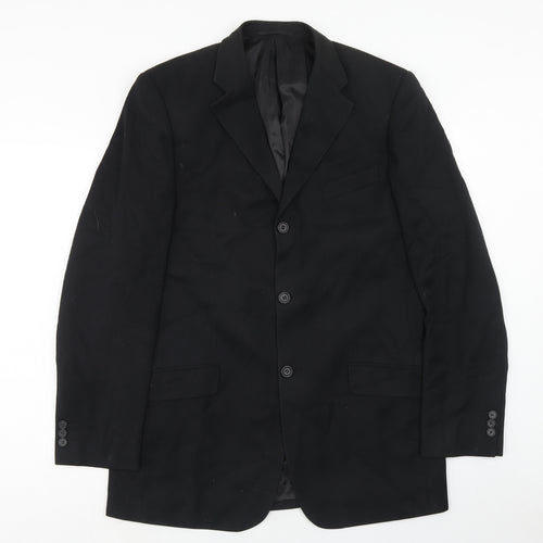 Milan Mens Black Polyester Jacket Suit Jacket Size 40 Regular