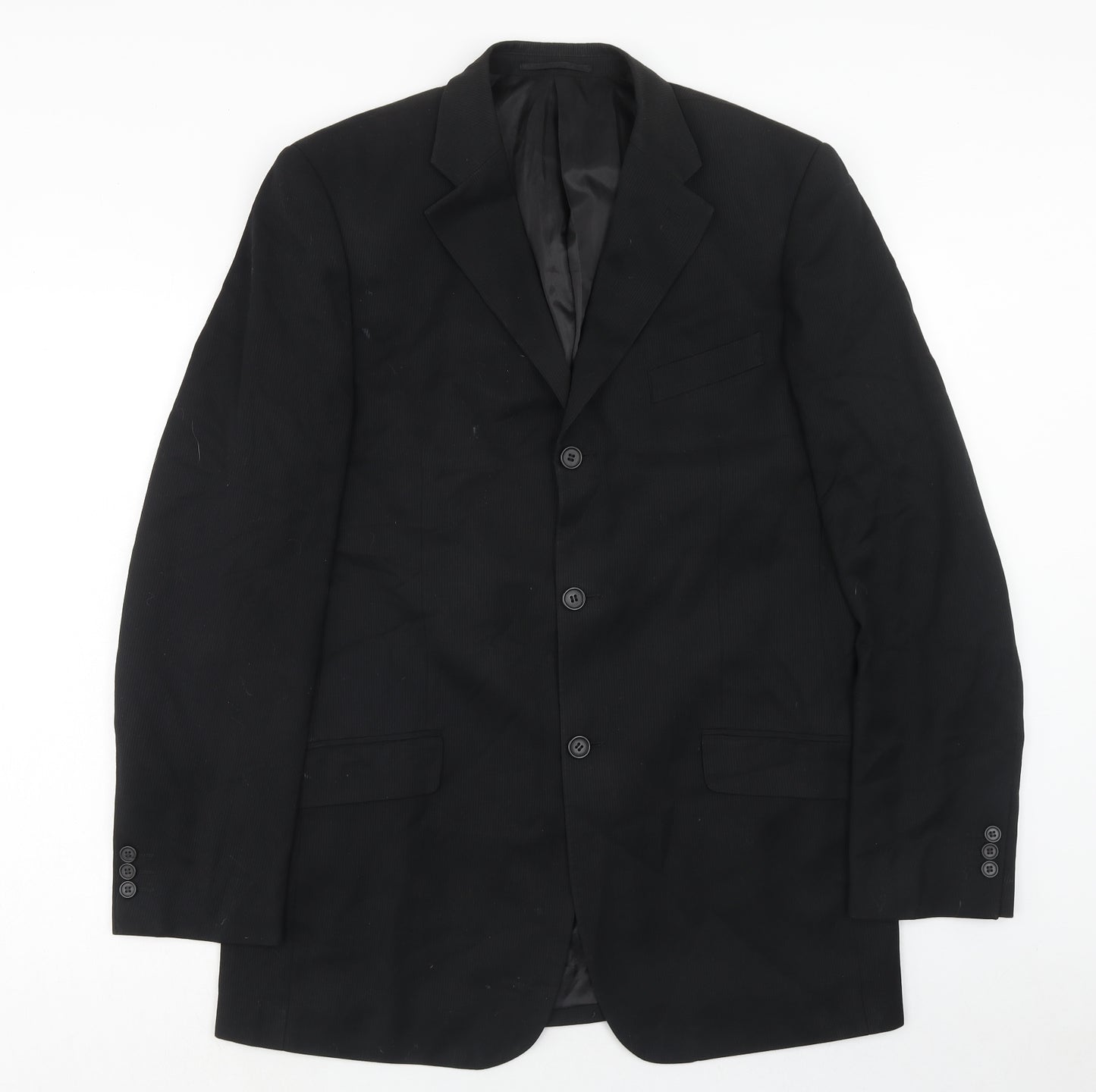 Milan Mens Black Polyester Jacket Suit Jacket Size 40 Regular