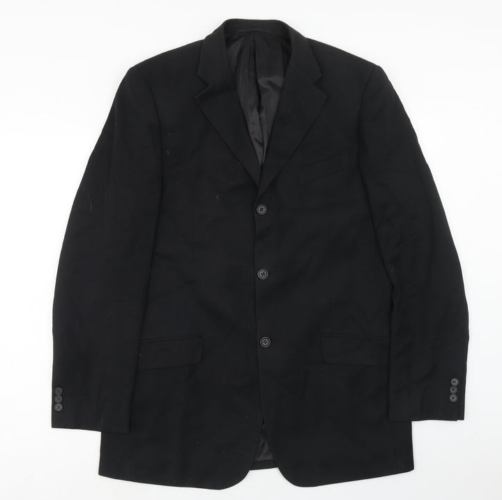 Milan Mens Black Polyester Jacket Suit Jacket Size 40 Regular