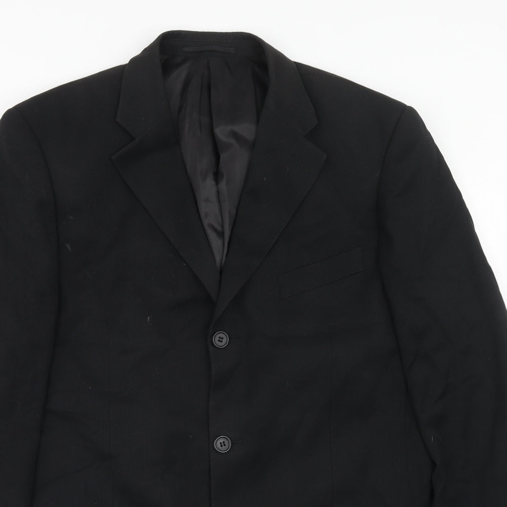 Milan Mens Black Polyester Jacket Suit Jacket Size 40 Regular