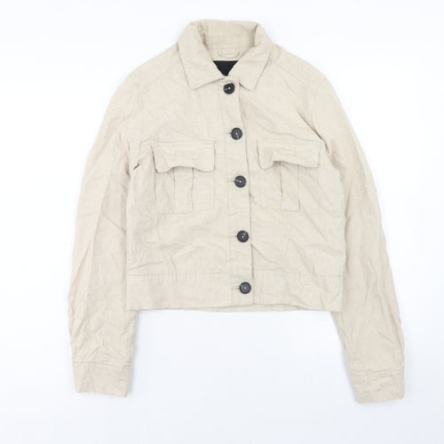 New Look Womens Beige Jacket Coatigan Size 8 Button