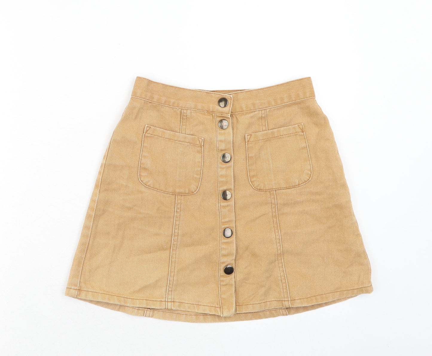 Cooperative Womens Beige Cotton Mini Skirt Size XS Button