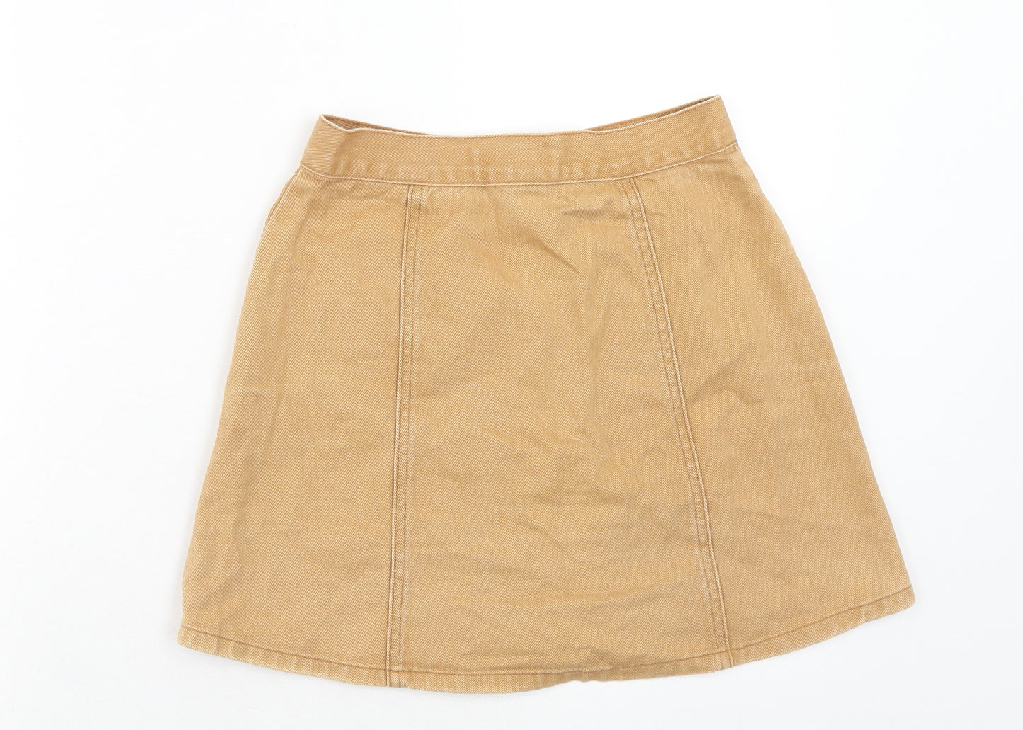 Cooperative Womens Beige Cotton Mini Skirt Size XS Button
